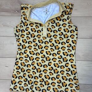 Rolo golf Yellow Leopard Print Sleeveless Blouse